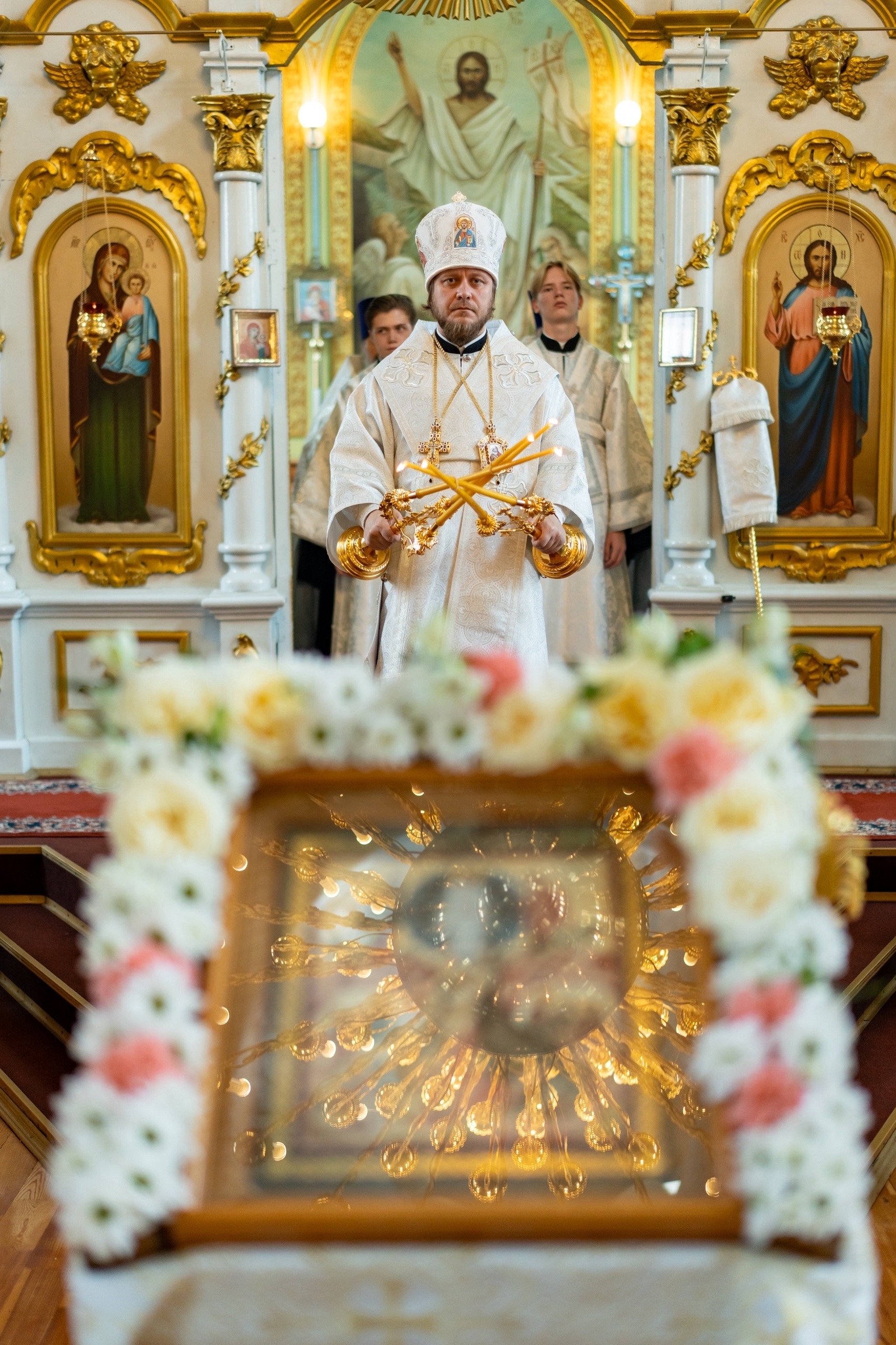 Всенощное бдение в канун Преображения господня в Никольском соборном храме г. Сатка